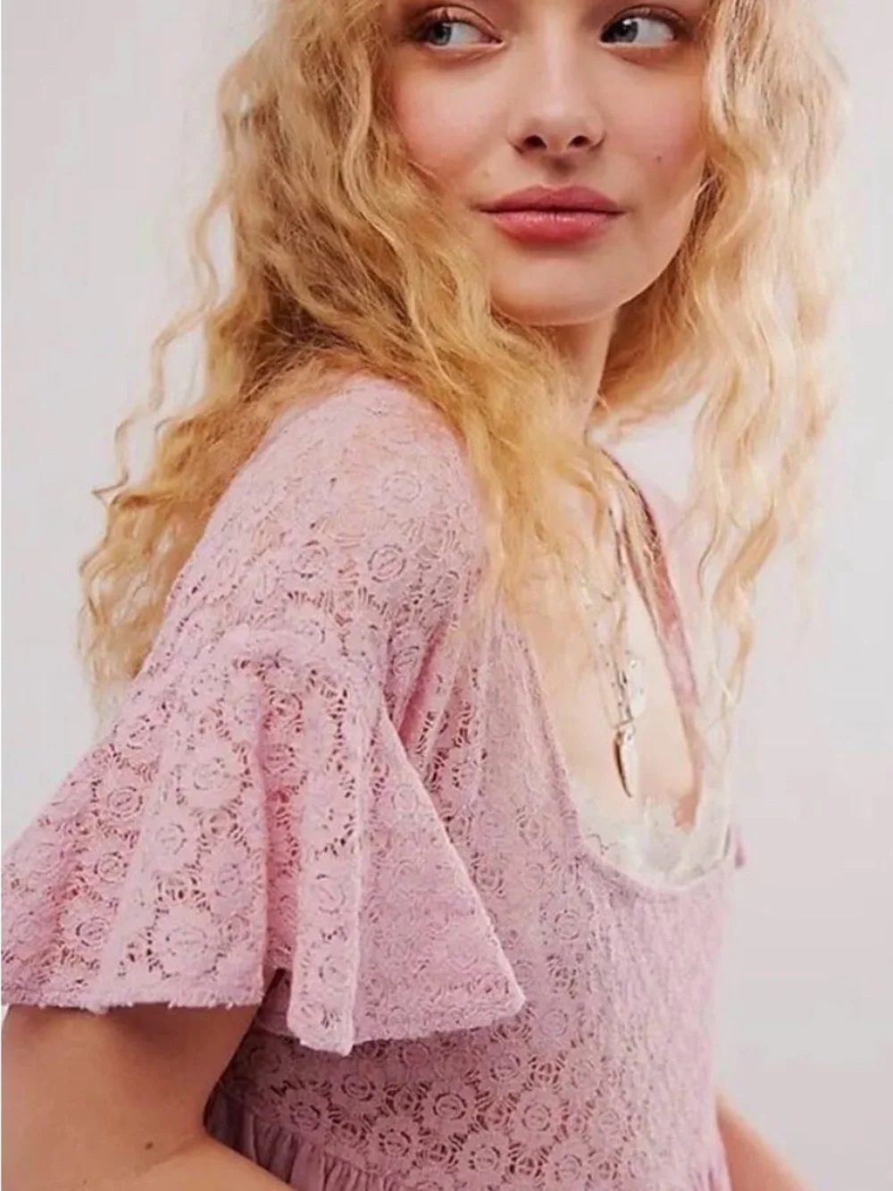 Free People Ethereal Bohemian Bring The Romance Midi Maxi Dress Pink Medium
